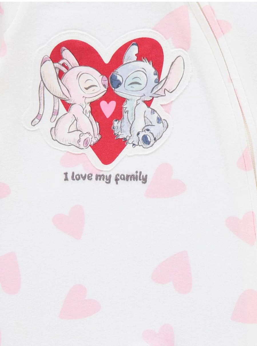 Disney Lilo & Stitch Baby Sleepsuit with Heart Design - 2-Way Zip Pajamas by George at Asda