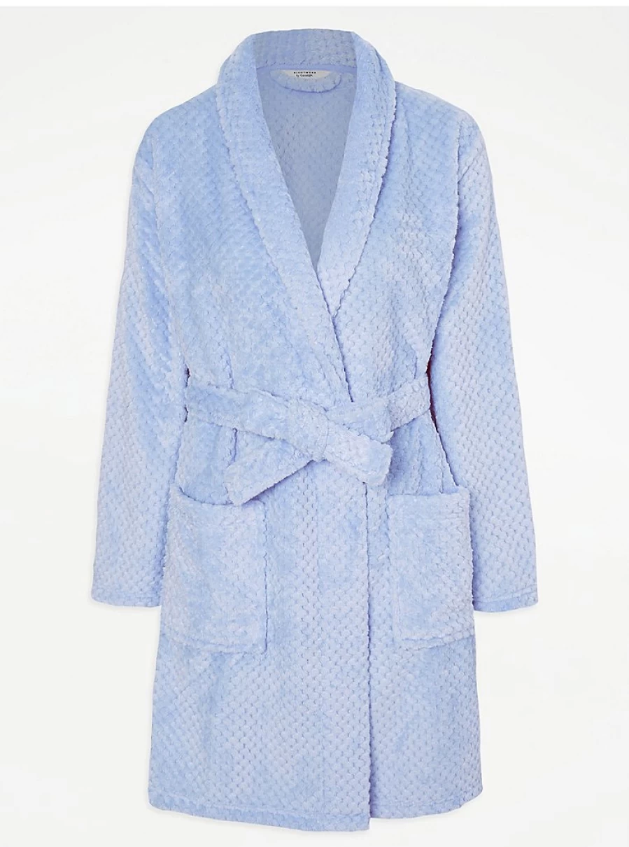 Light Blue Waffle Fleece Dressing Gown by George at Asda | Soft Loungewear & Sleepwear Review