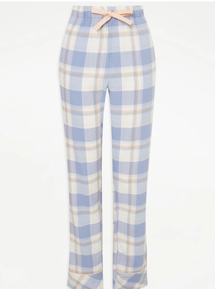 "George at Asda Light Blue Checked Pyjama Pants for Women | Comfortable Sleepwear & Loungewear"