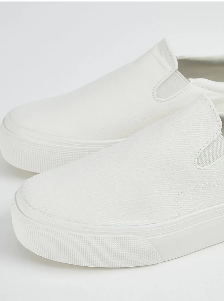 Women's White Slip-On Canvas Pumps - Comfortable & Stylish | George at Asda