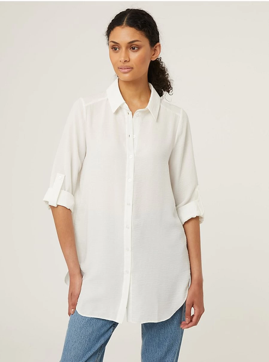 "George at Asda Women's Ivory Longline Roll Sleeve Shirt Review & Buying Guide"
