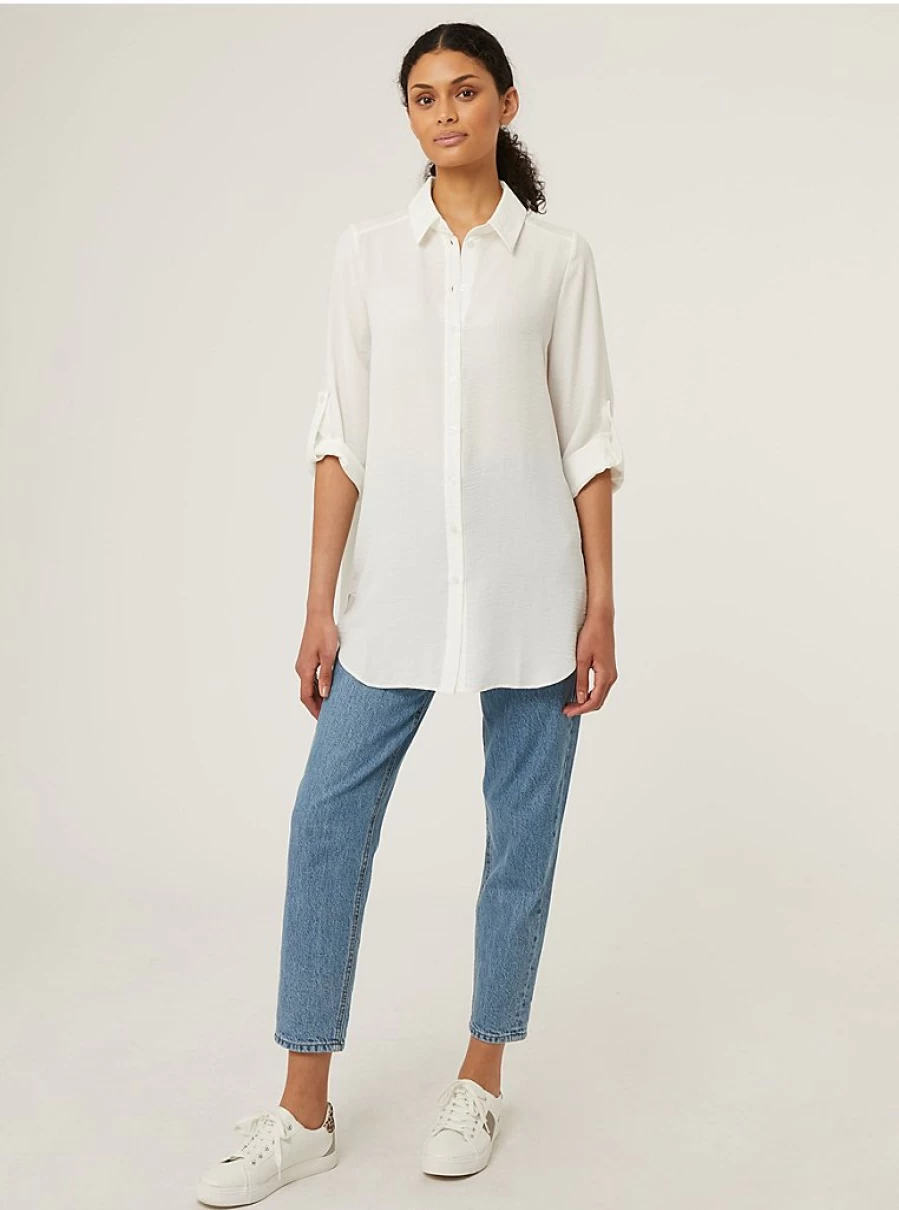 "George at Asda Women's Ivory Longline Roll Sleeve Shirt Review & Buying Guide"
