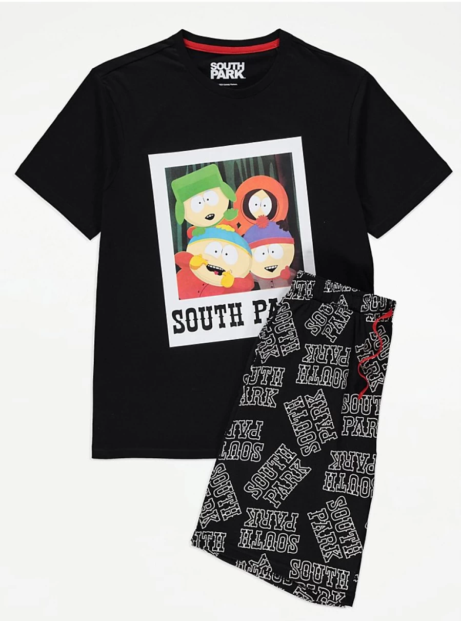 "George at Asda Men's South Park Polaroid Pajama Shorts – Comfortable Sleepwear"