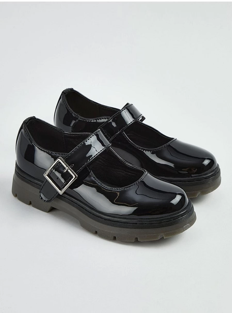Black Patent Leather Strappy School Shoes by George at Asda – Comfortable Fit & Stylish Design