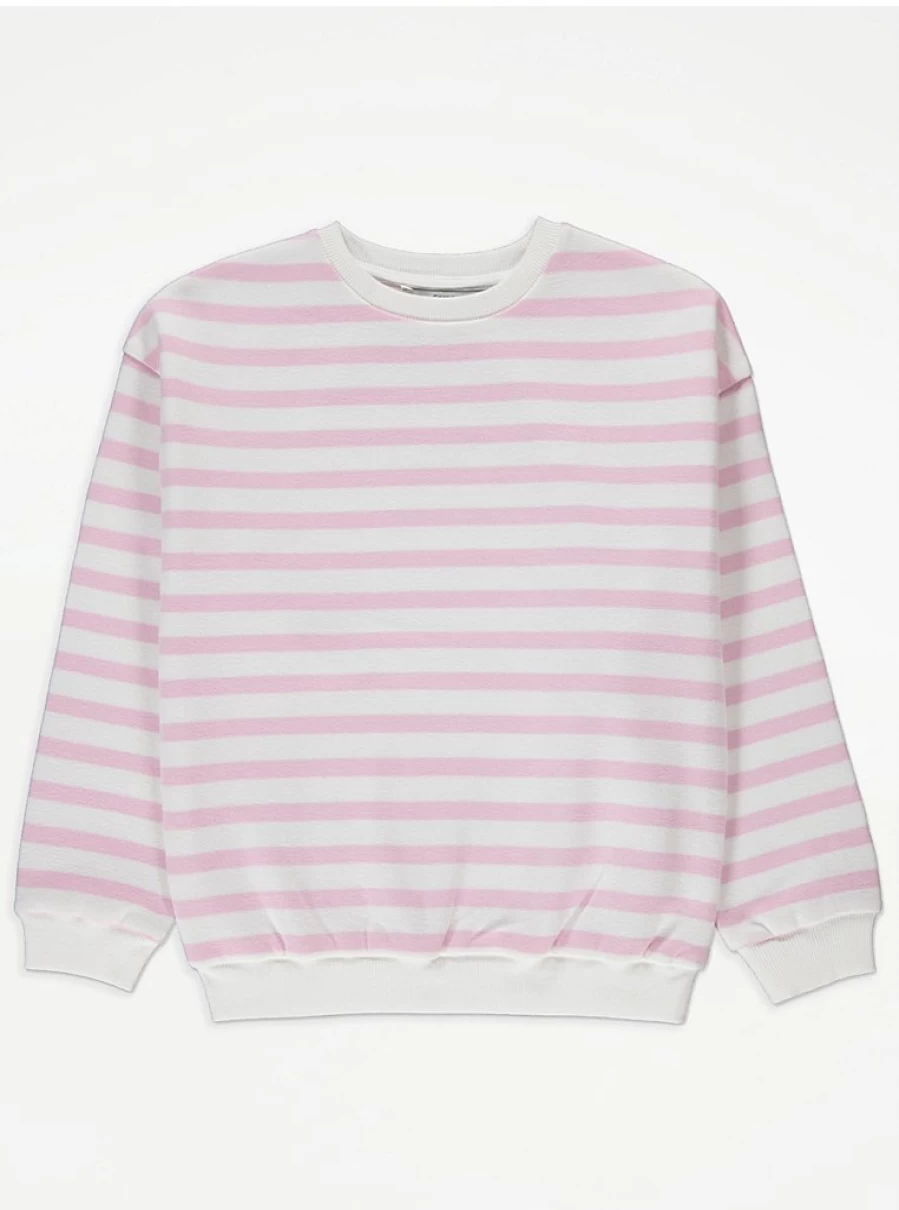 "George at Asda Kids Pink Striped Crew Neck Sweatshirt - Comfortable & Stylish Review"