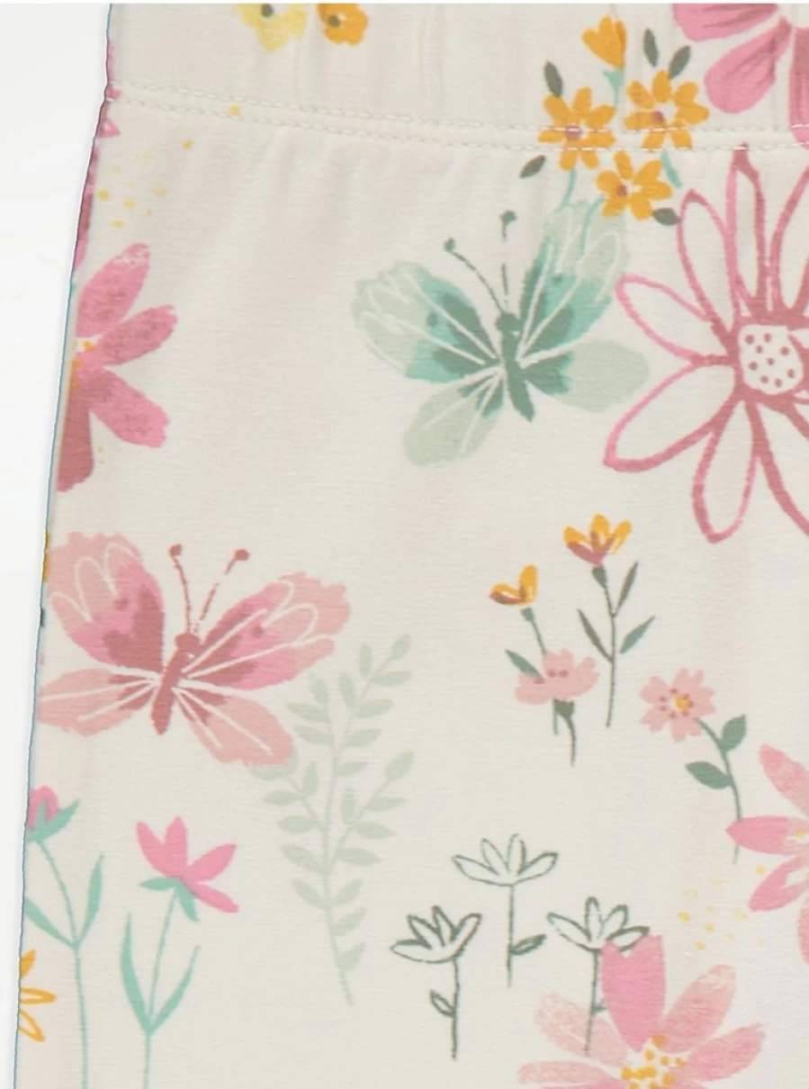 George at Asda Baby Girls' Floral Dot Gingham Leggings 5-Pack - Soft Stretchy Toddler Leggings Set