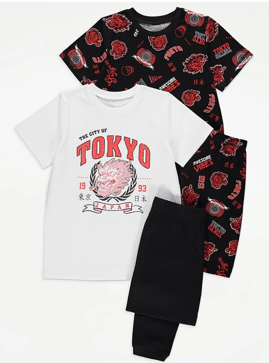 "George at Asda Boys' Tokyo Japan Pajamas 2-Pack | Kids' Sleepwear Set"