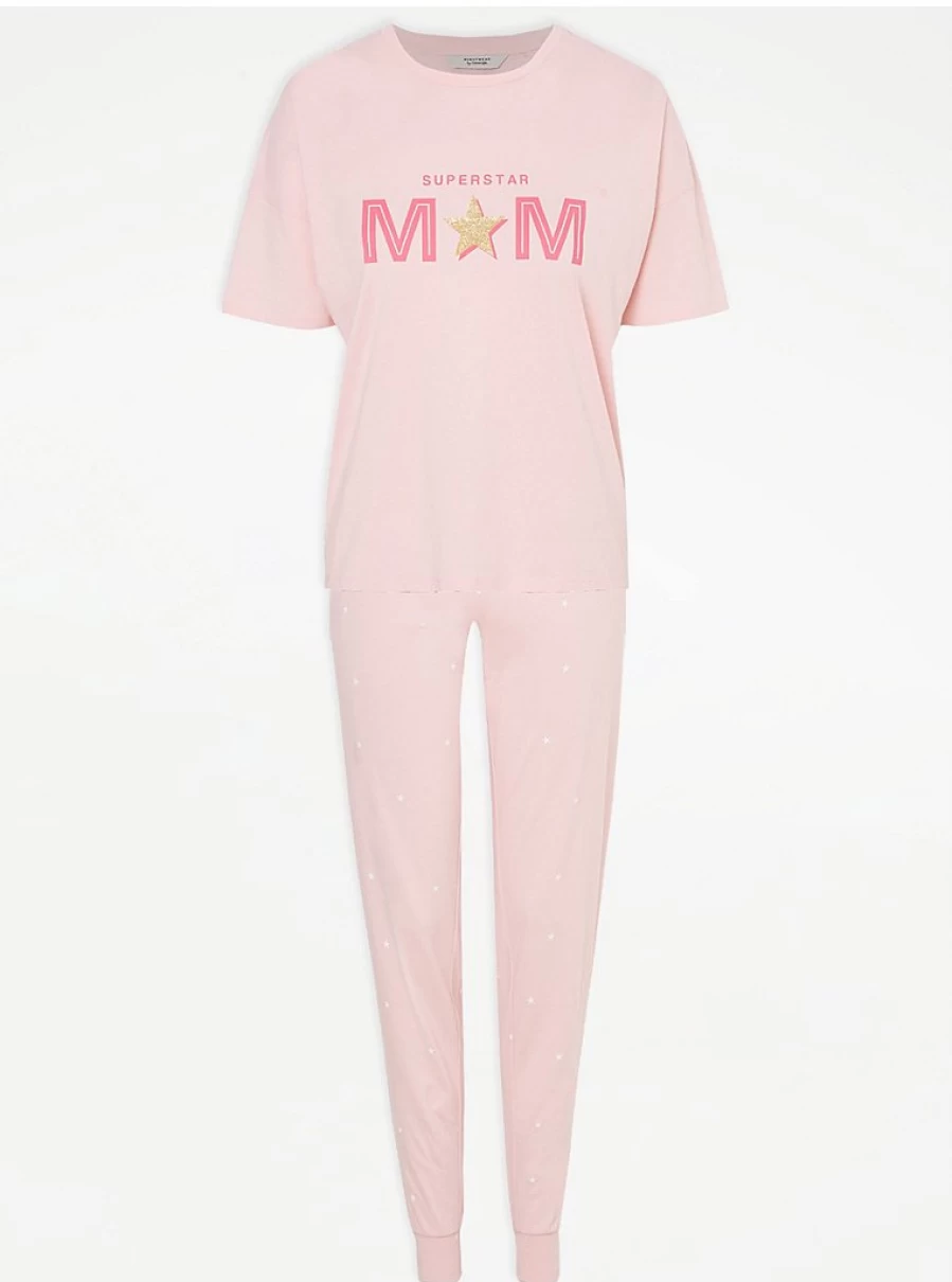 "George at Asda Women's Pink Superstar Short Sleeve Pyjama Set - Comfortable Sleepwear & Loungewear"