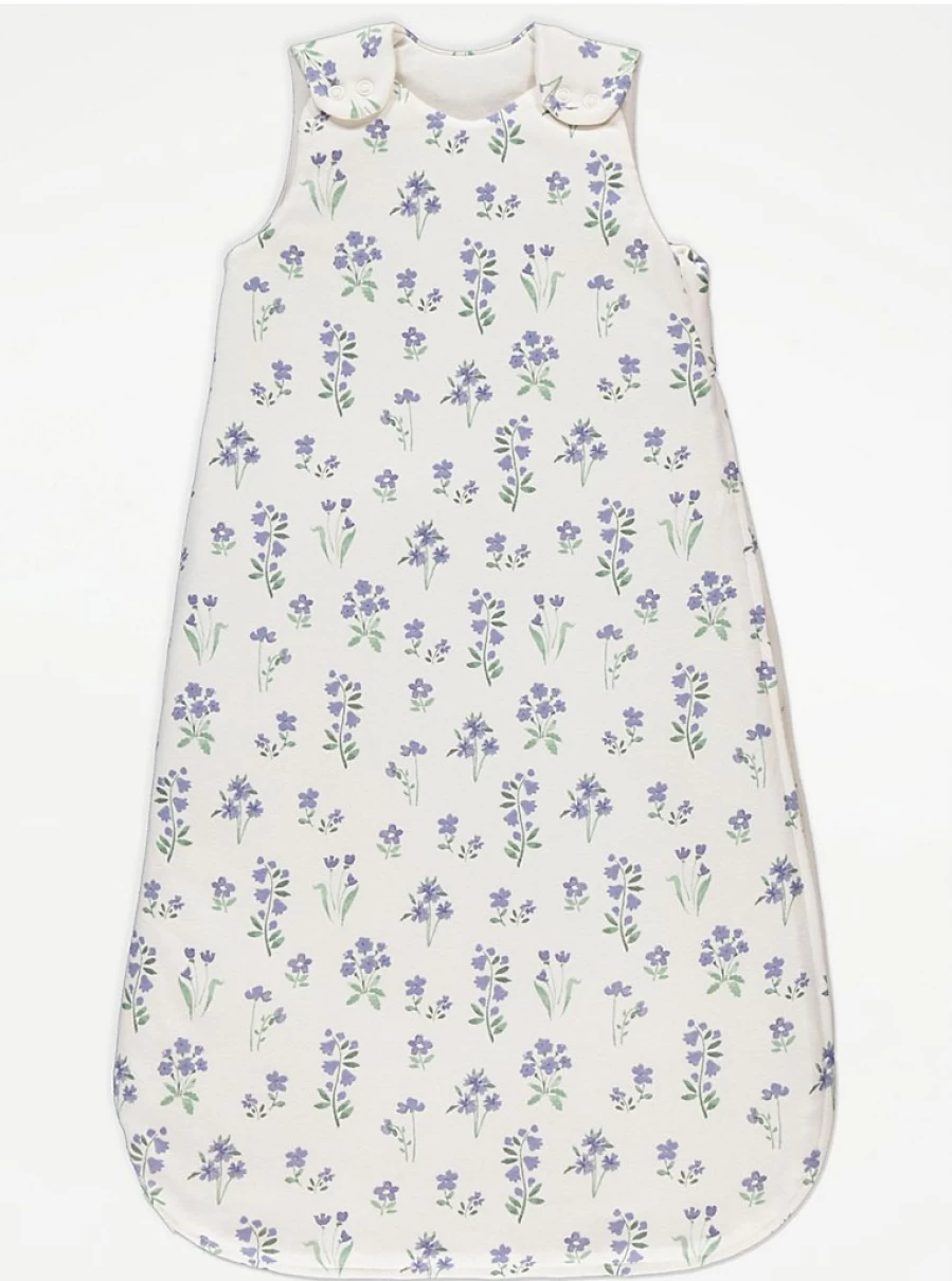George at Asda Baby White Bluebell 2.5 Tog Sleep Bag - Soft & Safe for Infant Sleep