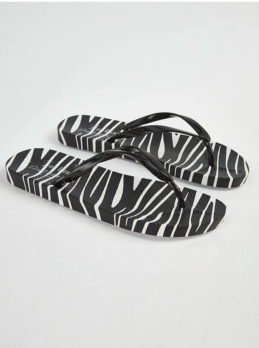 Women's Zebra Print Moulded Sole Flip Flops | Comfortable Sliders | George at Asda