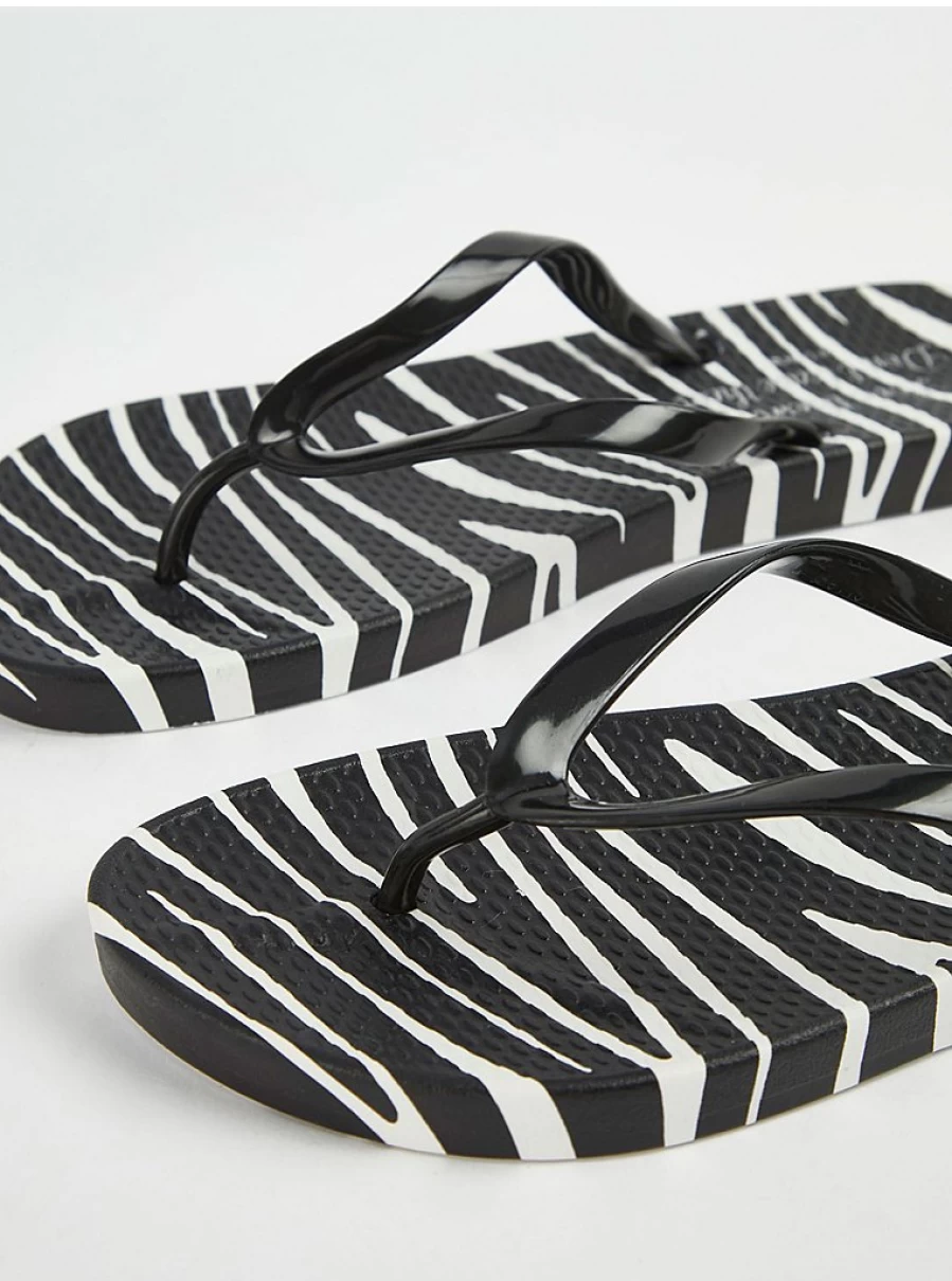 Women's Zebra Print Moulded Sole Flip Flops | Comfortable Sliders | George at Asda