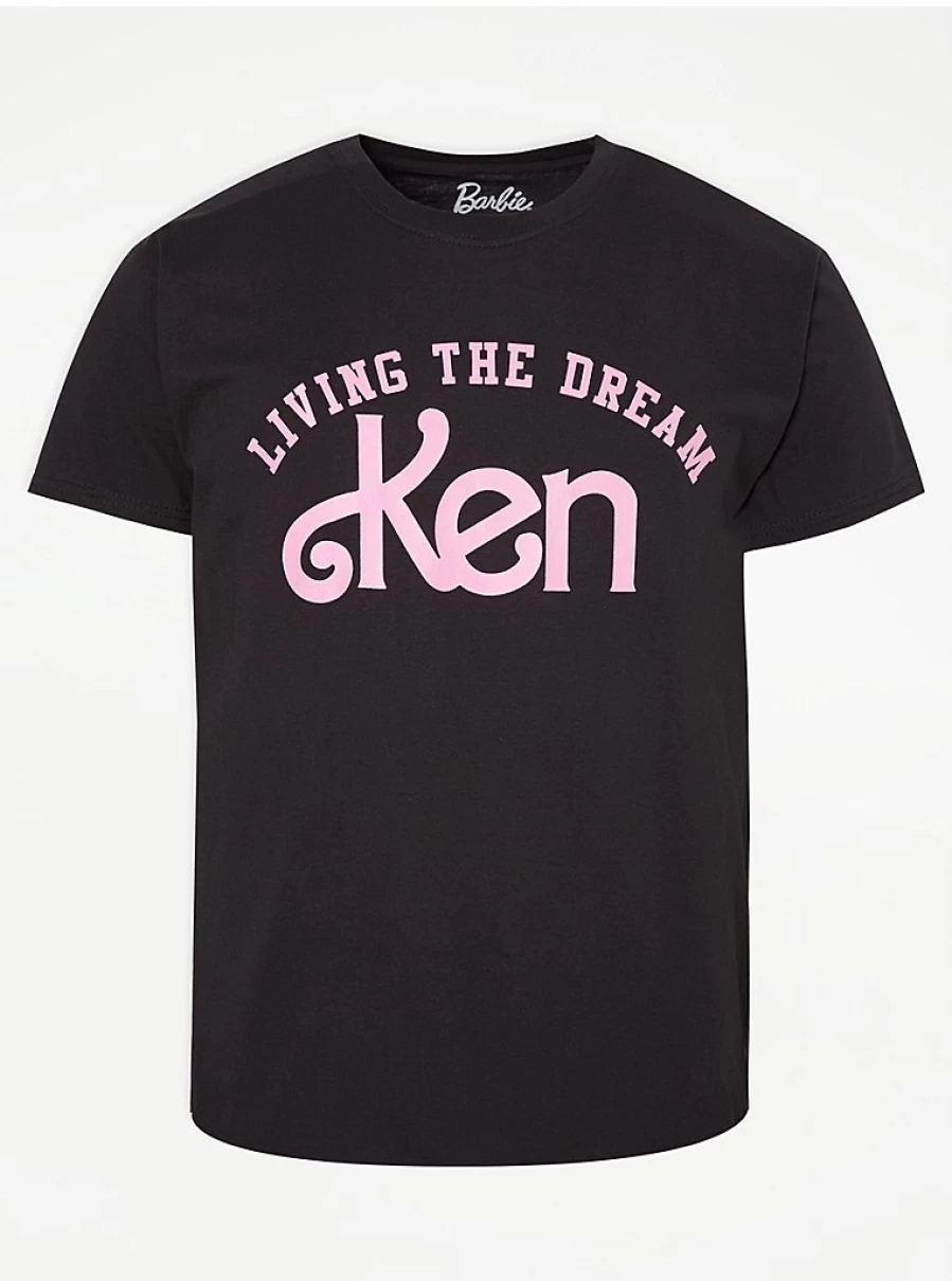 Men's George at Asda Barbie Ken Living The Dream Black Graphic T-Shirt
