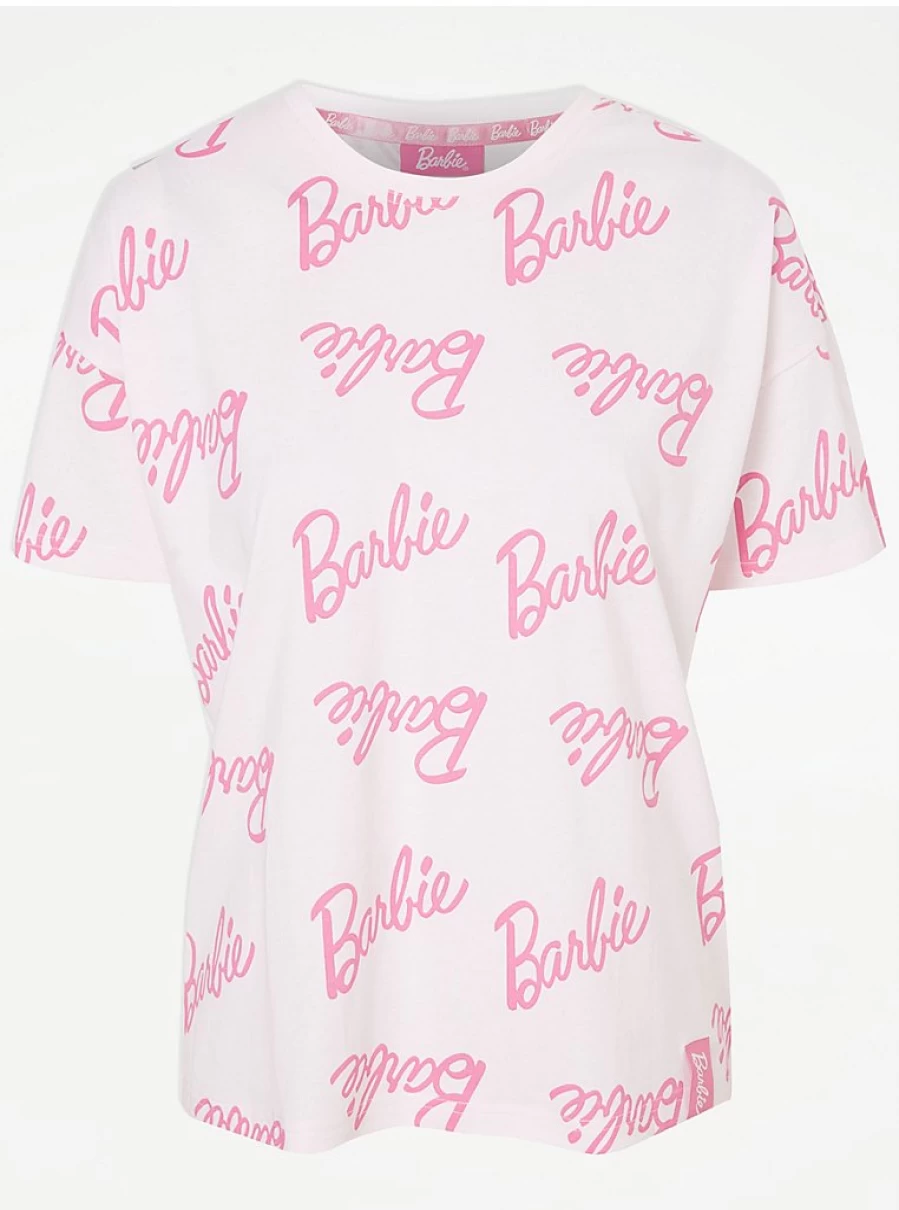 George at Asda Barbie Pink Slogan Pyjamas - Women's Sleepwear & Loungewear Set