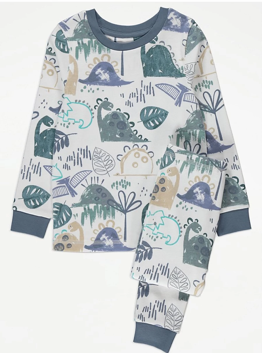 "George at Asda Boys' Blue Dinosaur Print Long Sleeve Pyjamas – Kids' Sleepwear Review"