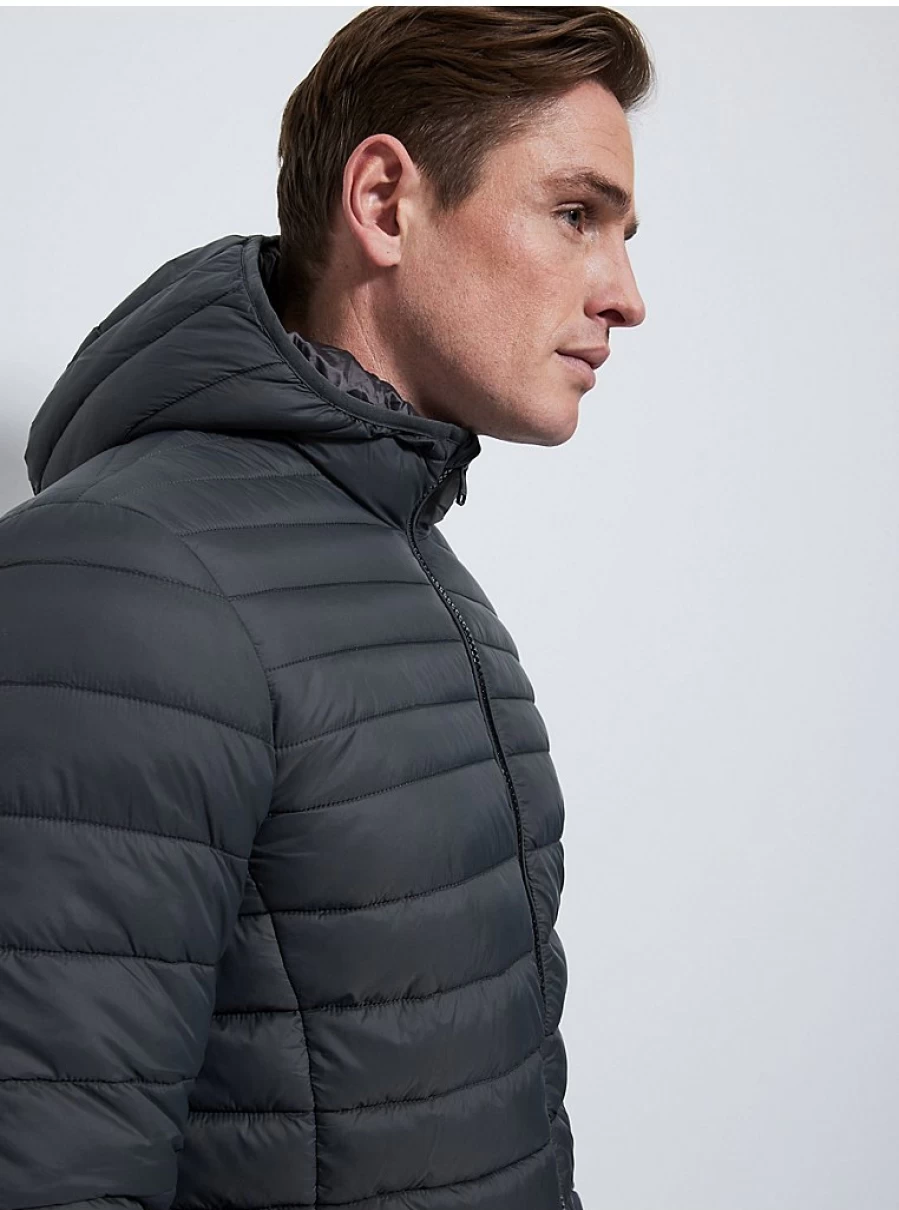 Men's Lightweight Charcoal Hooded Padded Jacket by George at Asda