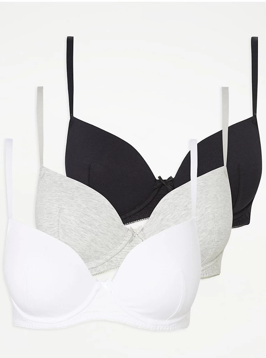 "George at Asda Padded Underwire T-Shirt Bras 3-Pack | Comfortable Lingerie Set"