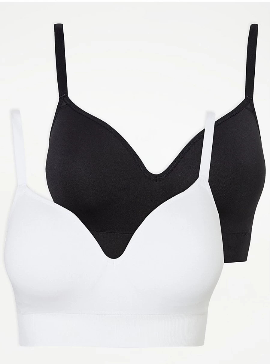 "George at Asda Women's DD+ Longline Non-Wired Bras 2-Pack | Comfortable Lingerie Set"