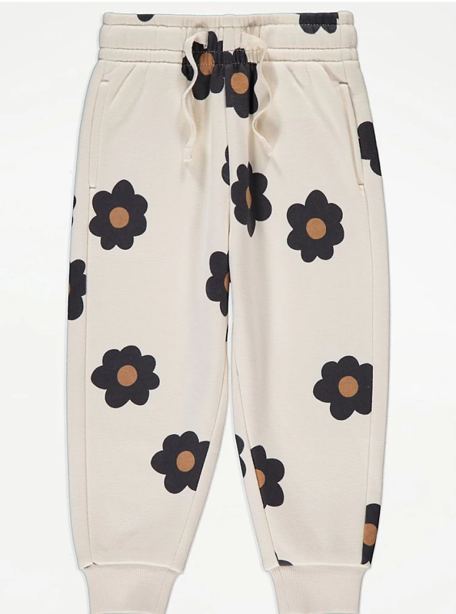 "George at Asda Kids' Cream Floral Joggers | Comfortable & Stylish Jogger Pants for Children"