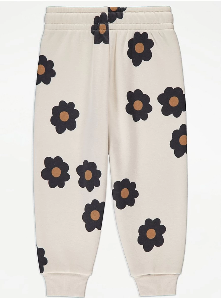 "George at Asda Kids' Cream Floral Joggers | Comfortable & Stylish Jogger Pants for Children"