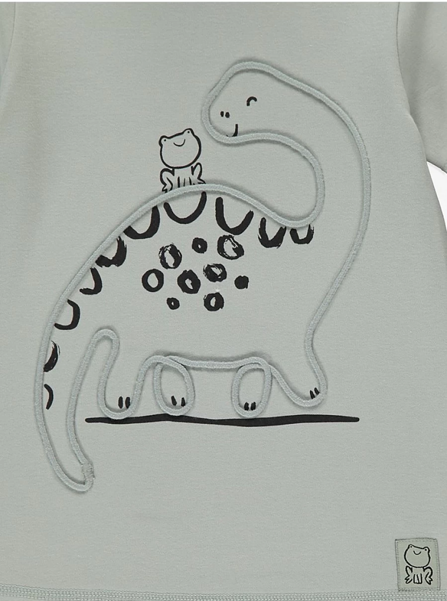 Boys' Sage Green Dinosaur Frog Print Short Sleeve Pyjamas | George at Asda