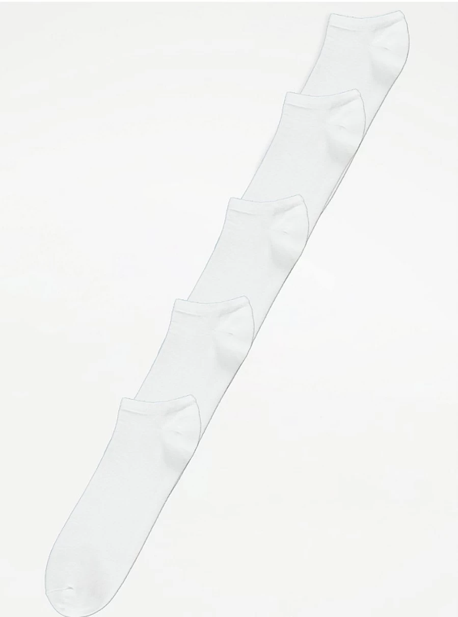 Boys' White Cotton Rich Trainer Liner Socks 5-Pack | George at Asda