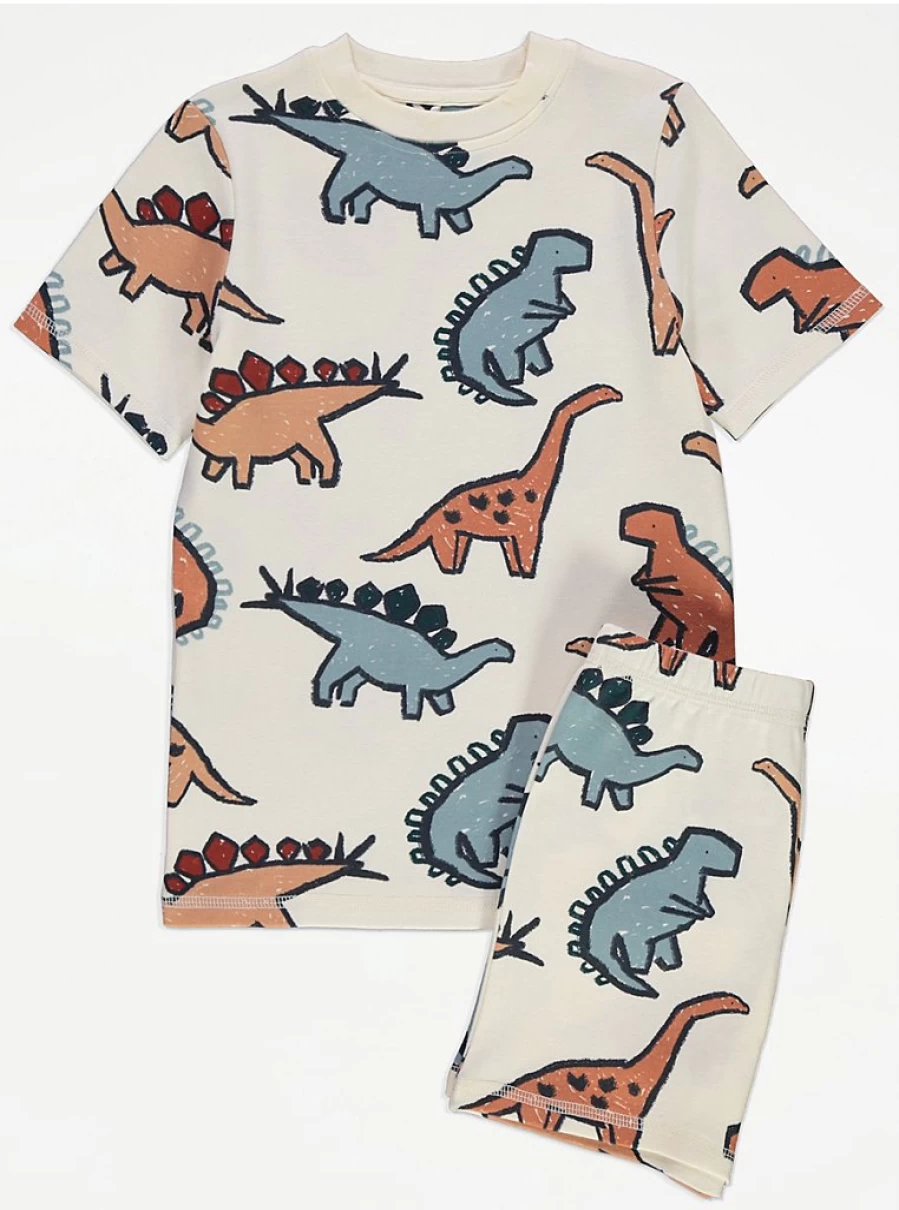 Boys' Cream Dinosaur Print Short Pyjamas | George at Asda Kids Sleepwear