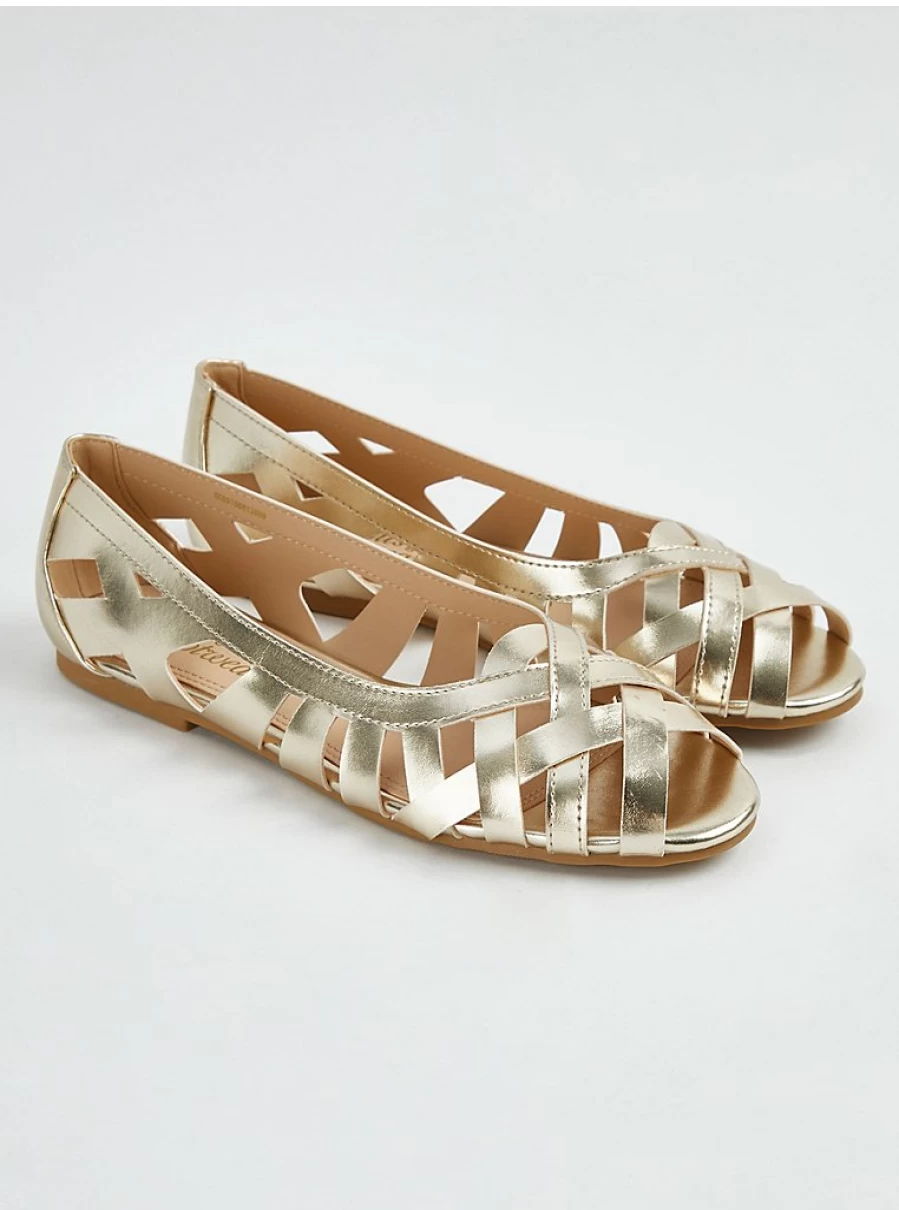 "George at Asda Women's Gold Open Toe Plait Ballet Flats – Comfortable & Stylish Footwear Reviews"