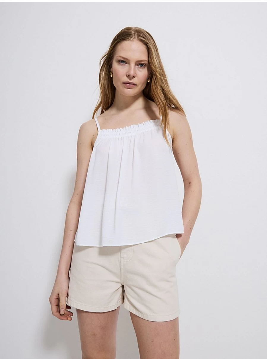 "George at Asda Women's White Shirred Neck Strappy Cami Top | Review & Style Guide"