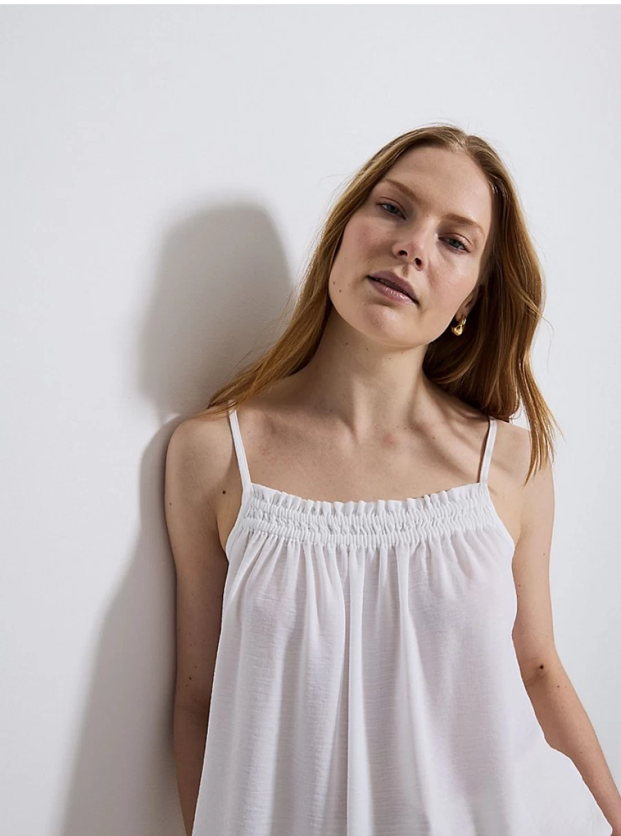 "George at Asda Women's White Shirred Neck Strappy Cami Top | Review & Style Guide"