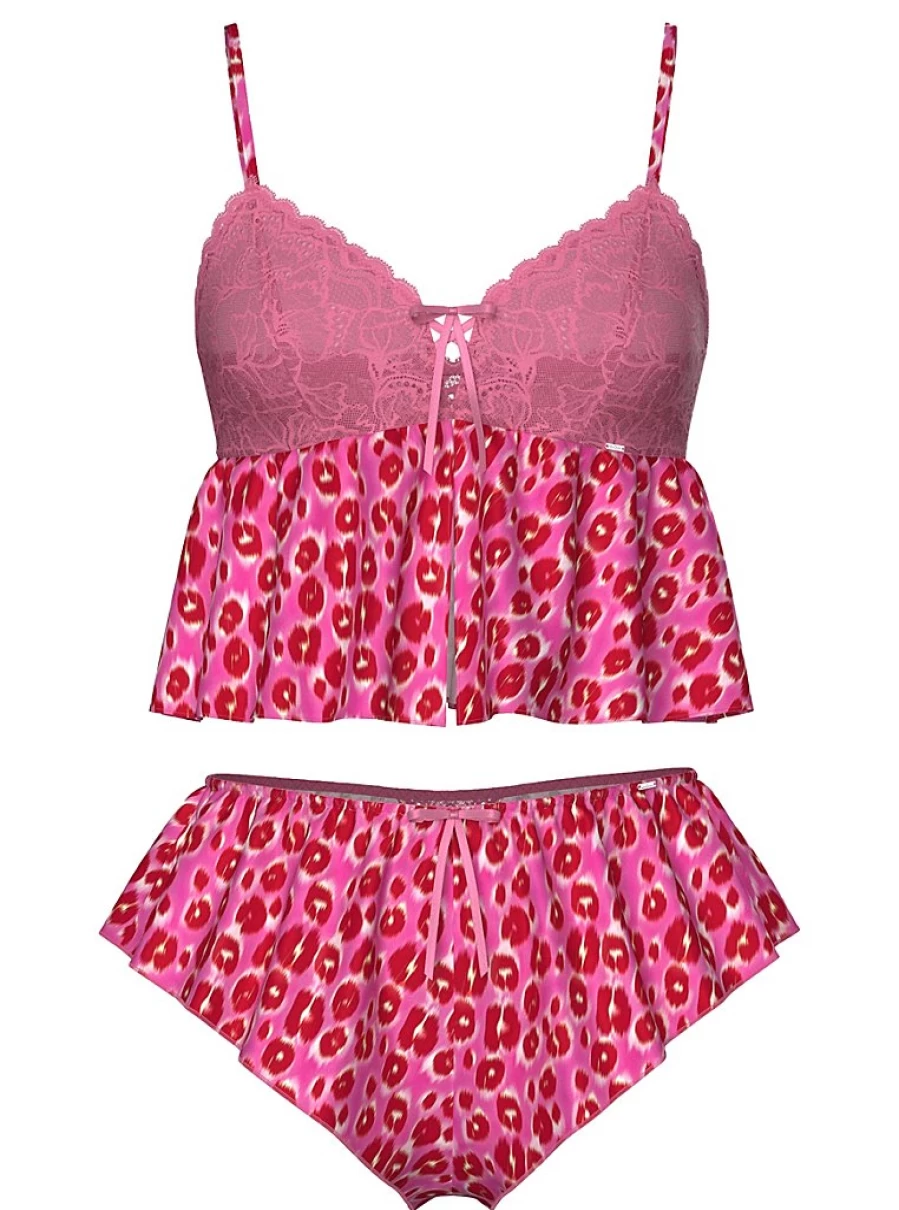 "George at Asda Pink Satin & Lace Animal Print Cami Lingerie Set Review"