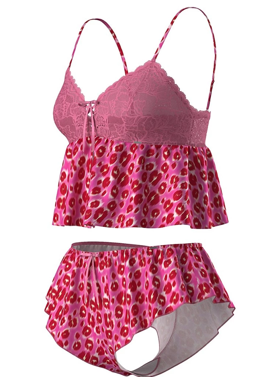 "George at Asda Pink Satin & Lace Animal Print Cami Lingerie Set Review"
