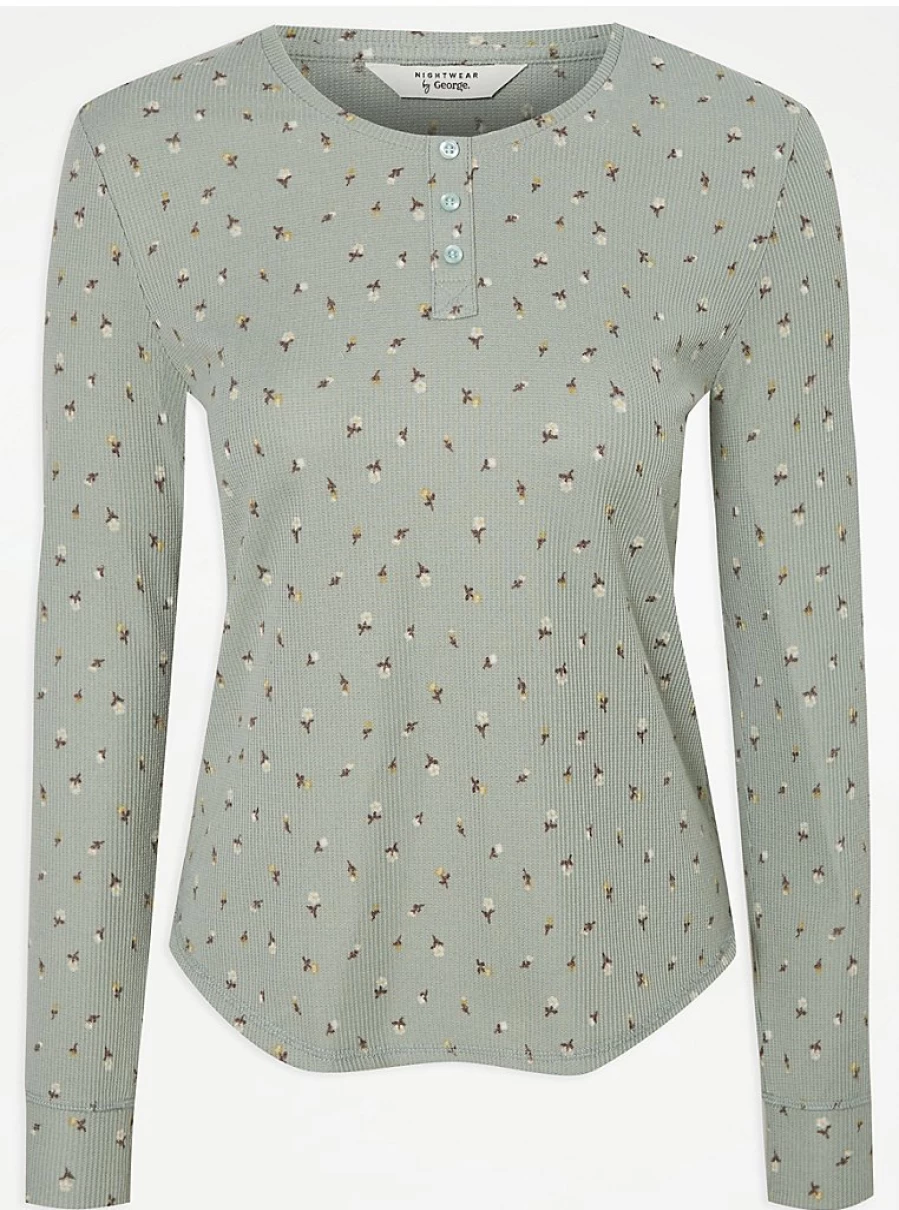 "George at Asda Green Floral Waffle Short Pyjamas Set - Women's Sleepwear & Loungewear"