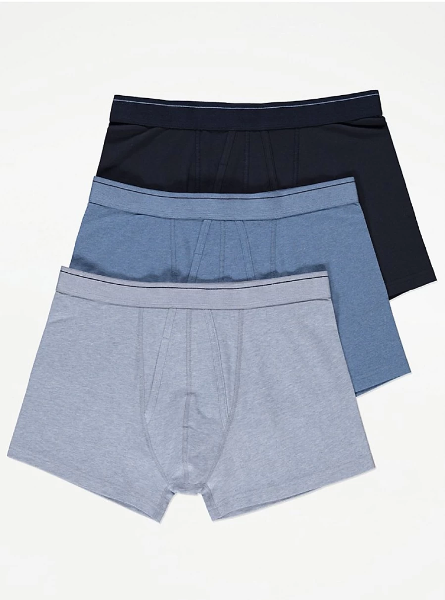 George at Asda Men's Blue A-Front Trunks 3-Pack - Comfort & Style Multipack Briefs