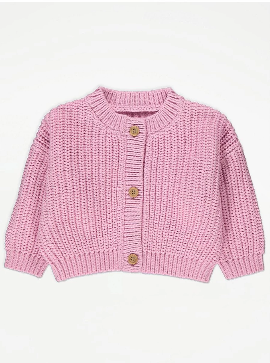 "George at Asda Baby Pink Chunky Rib Knit Cardigan Review: Soft & Cozy"
