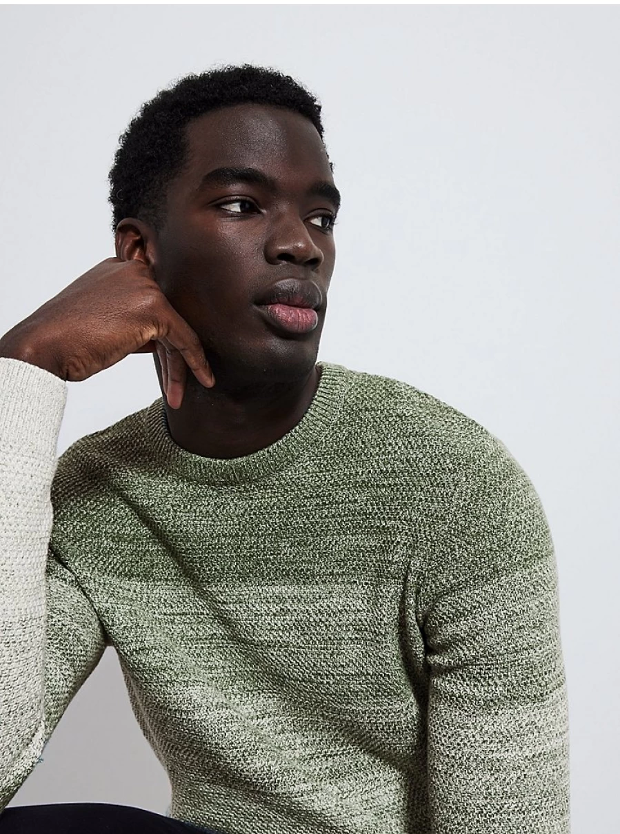 Men's Green Ombre Knit Crew Neck Sweater | George at Asda