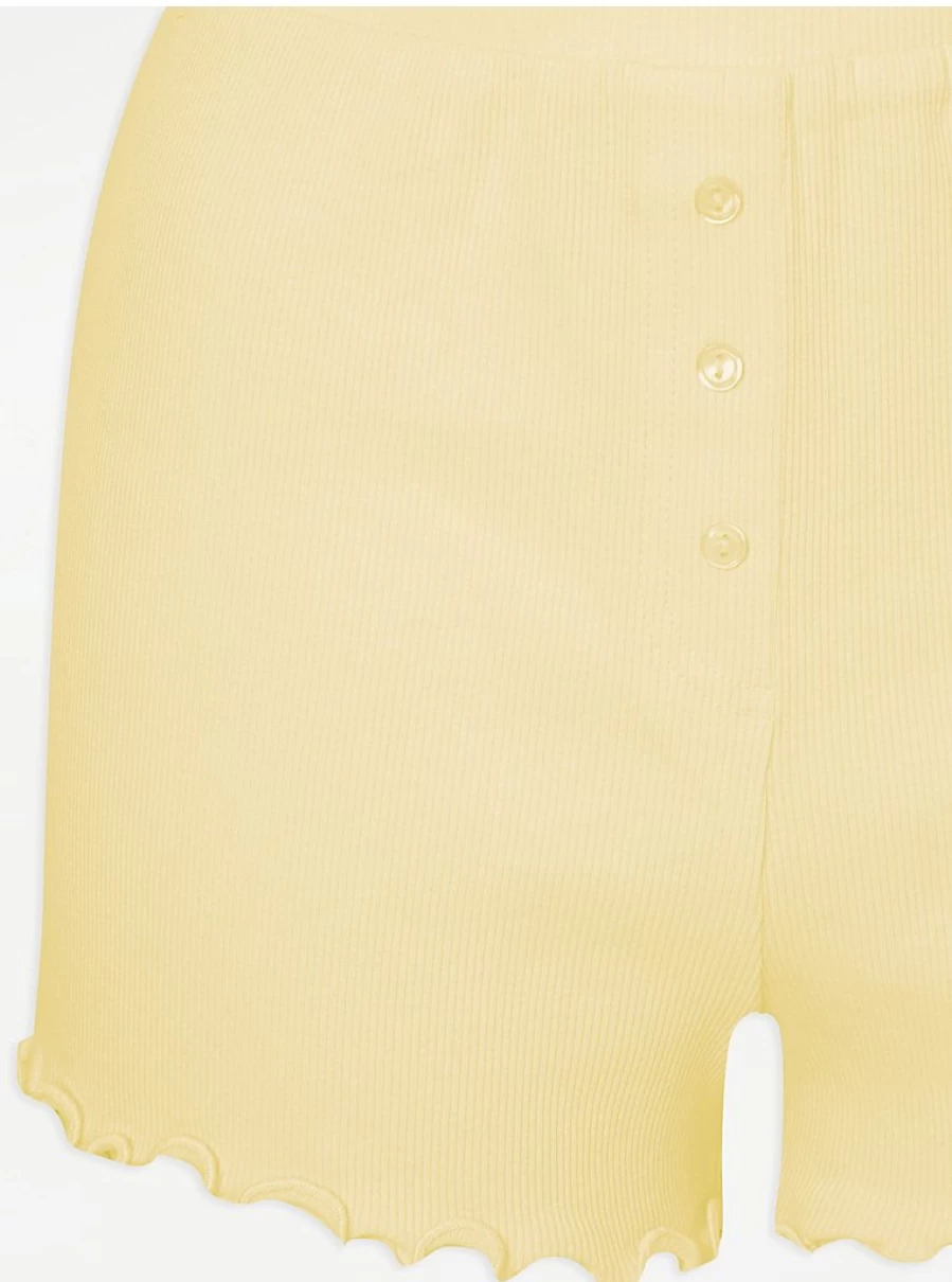 "George at Asda Yellow Ribbed Pyjama Shorts - Comfortable Sleepwear & Lingerie"