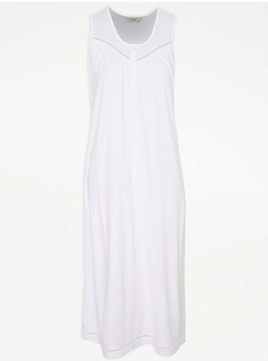 "George at Asda White Embroidered Nightdress | Women's Lingerie & Sleepwear Review"