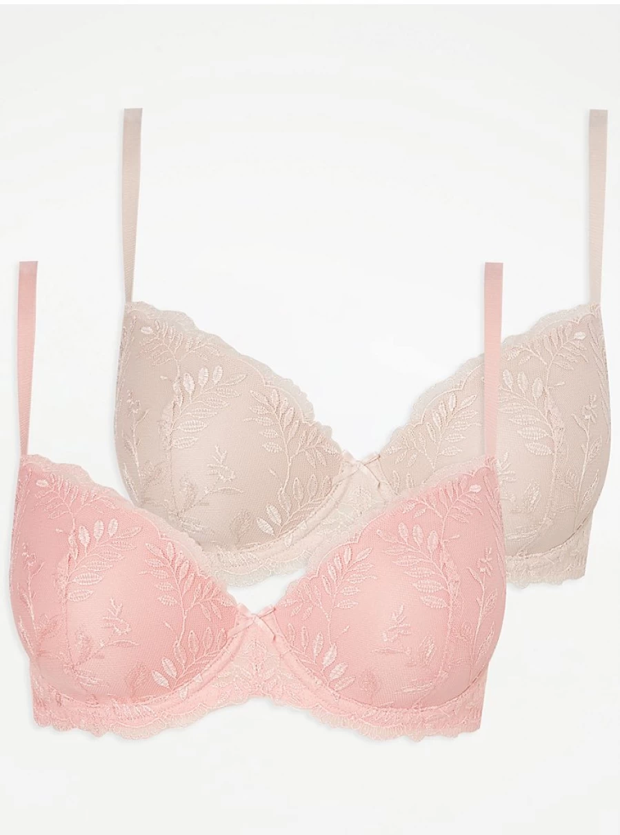 "George at Asda Women's Embroidered T-Shirt Bra 2 Pack | Comfortable Lingerie Set Review"