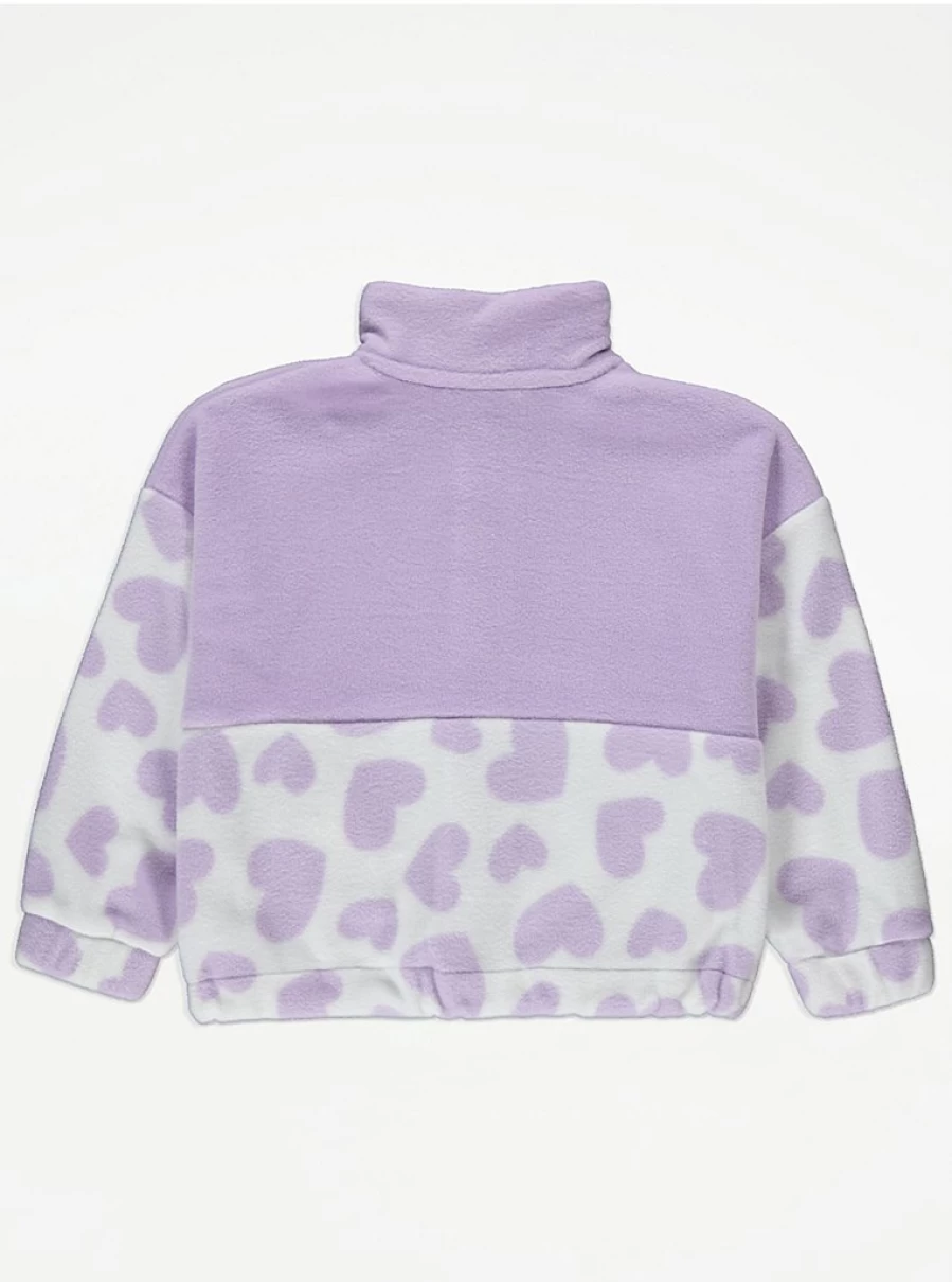 "George at Asda Kids Lilac & Heart Colour Block Zip-Up Fleece Jacket Review"