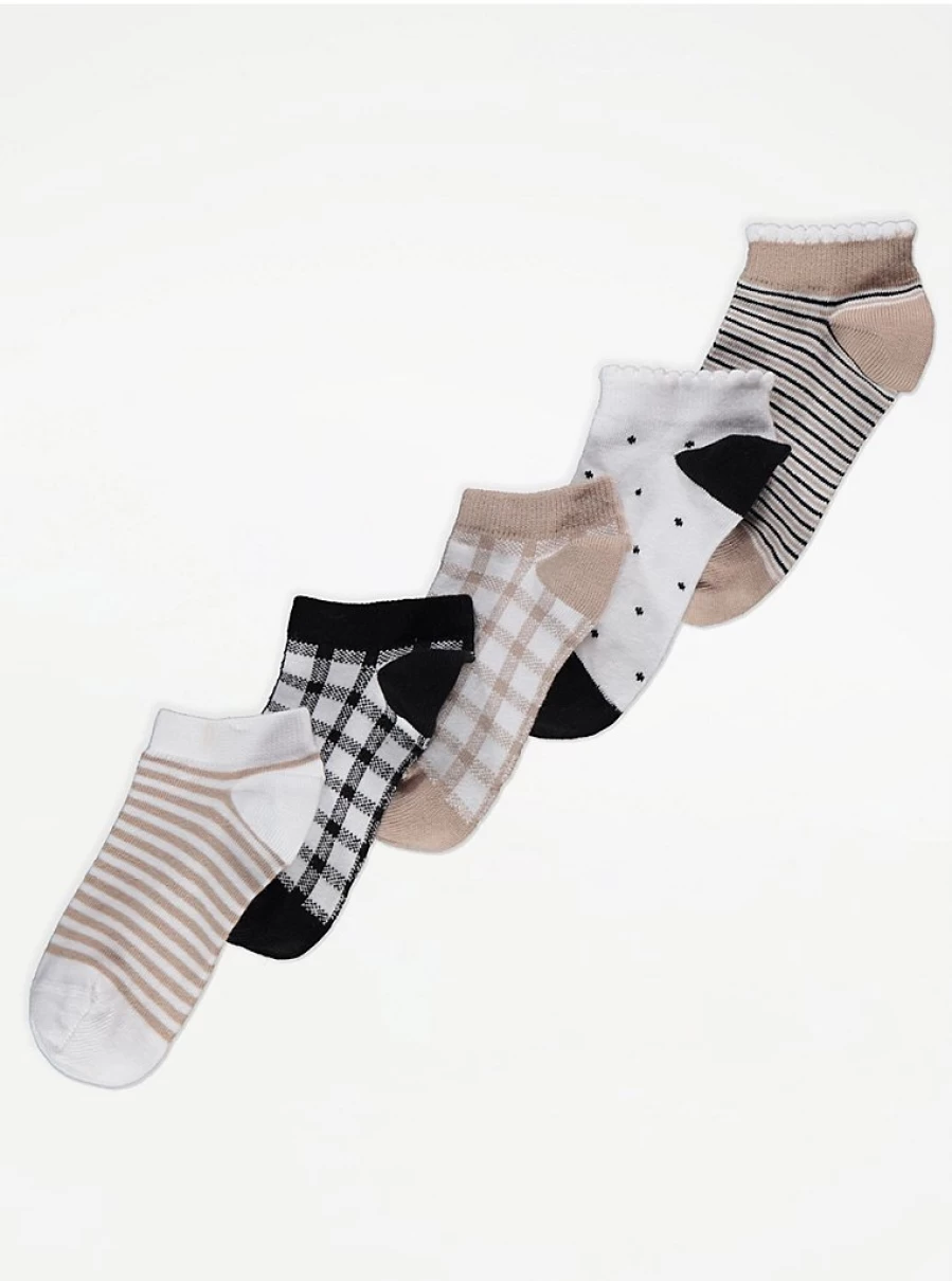 "George at Asda Kids' Stripe Check Socks 5-Pack | Comfortable & Stylish Children's Socks"