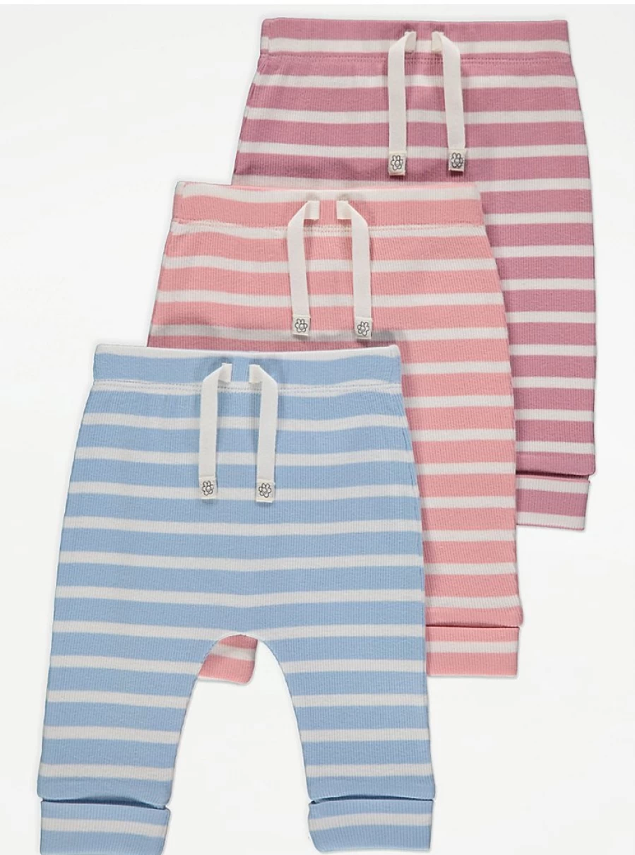 "George at Asda Baby Colourful Striped Leggings 3-Pack | Soft & Stretchy Infant Leggings"