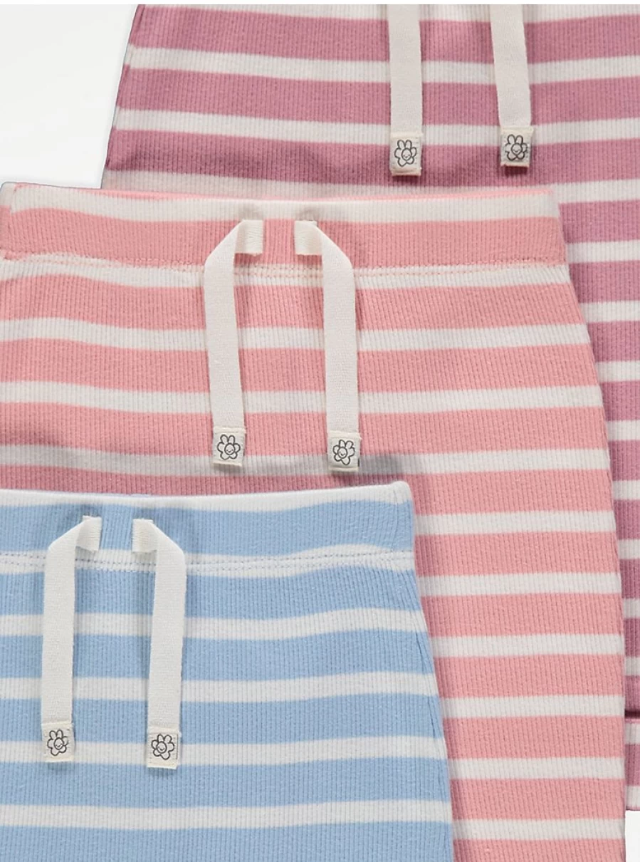 "George at Asda Baby Colourful Striped Leggings 3-Pack | Soft & Stretchy Infant Leggings"