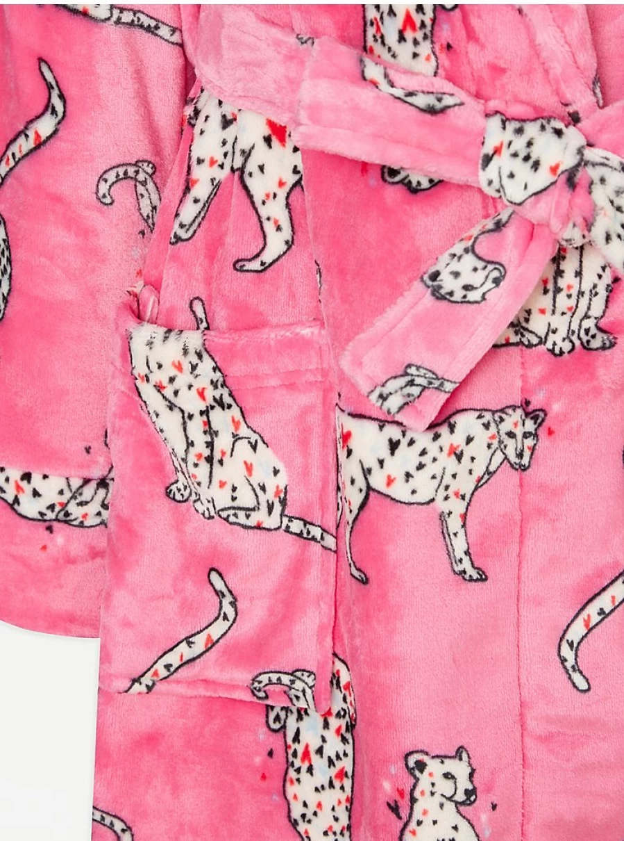 Pink Leopard Print Fleece Dressing Gown by George at Asda | Cozy Loungewear & Sleepwear