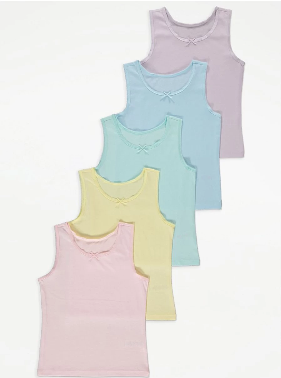 "George at Asda Pastel Kids Vests 5-Pack | Soft Comfortable Padded Vest Reviews"