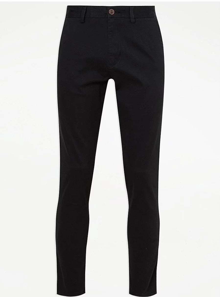 Men's Black Slim Fit Chino Pants by George at Asda – Comfort & Style