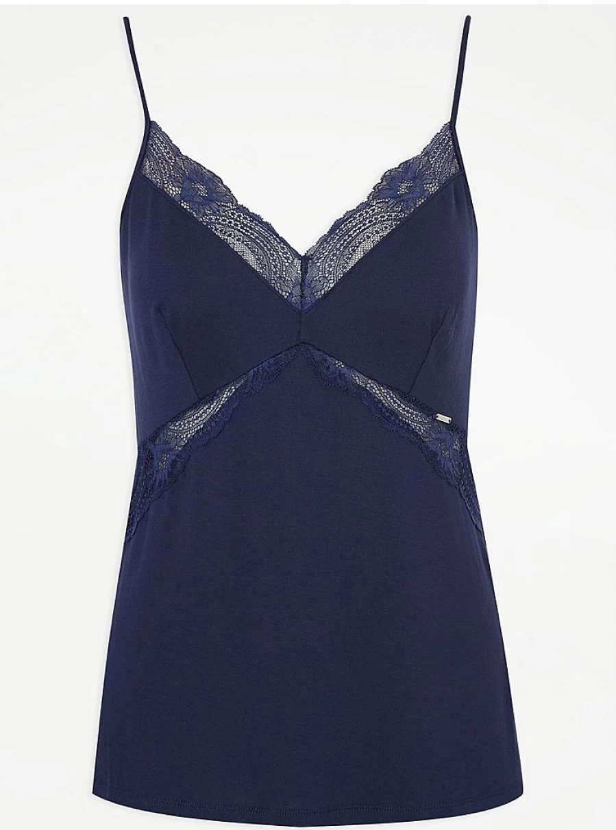 "George at Asda Navy Lace Trim Cami Top - Women's Sleepwear & Lingerie Review"
