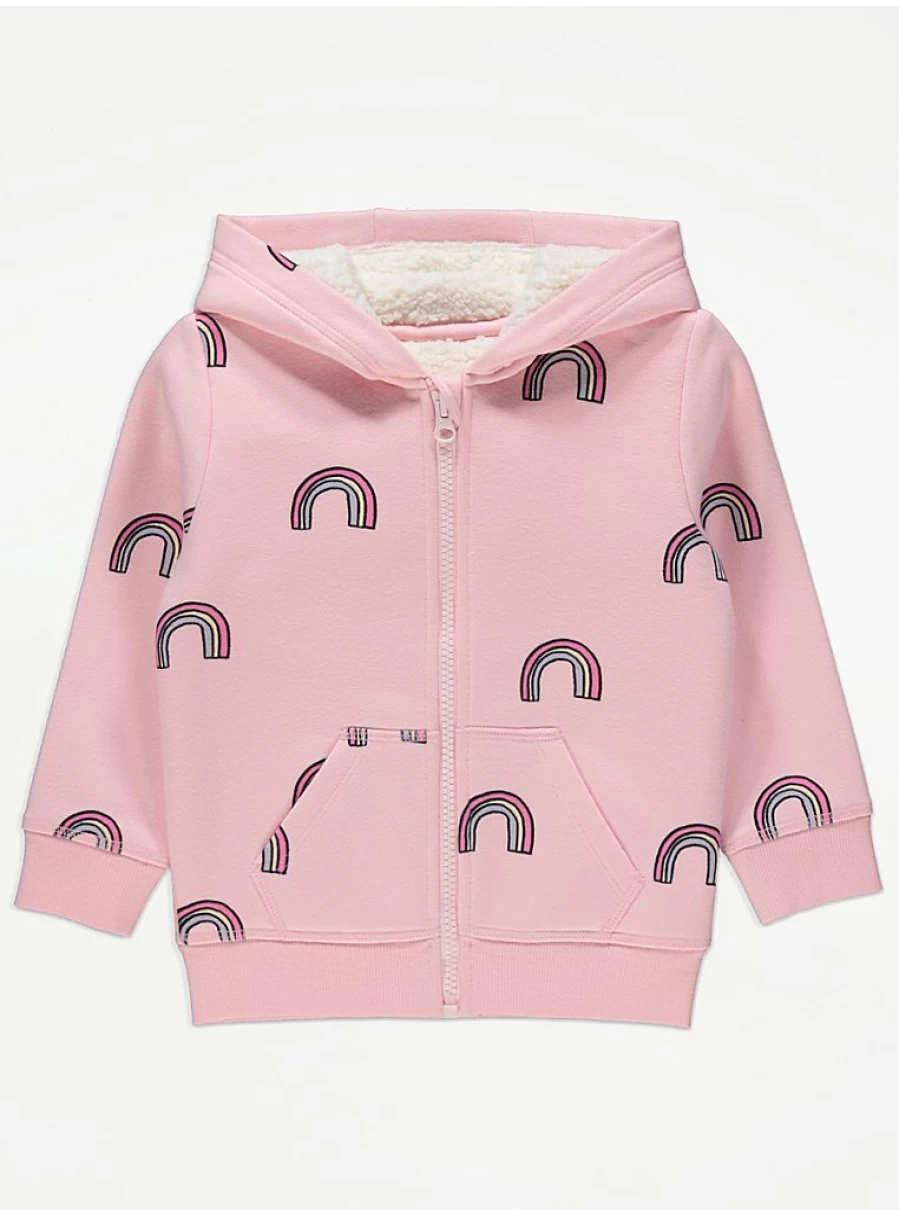"George at Asda Kids Pink Rainbow Borg Lined Zip Up Hoodie Review"