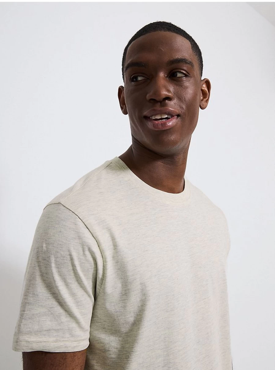 George at Asda Men's Stone Crew Neck T-Shirt - Comfort Fit Casual Wear