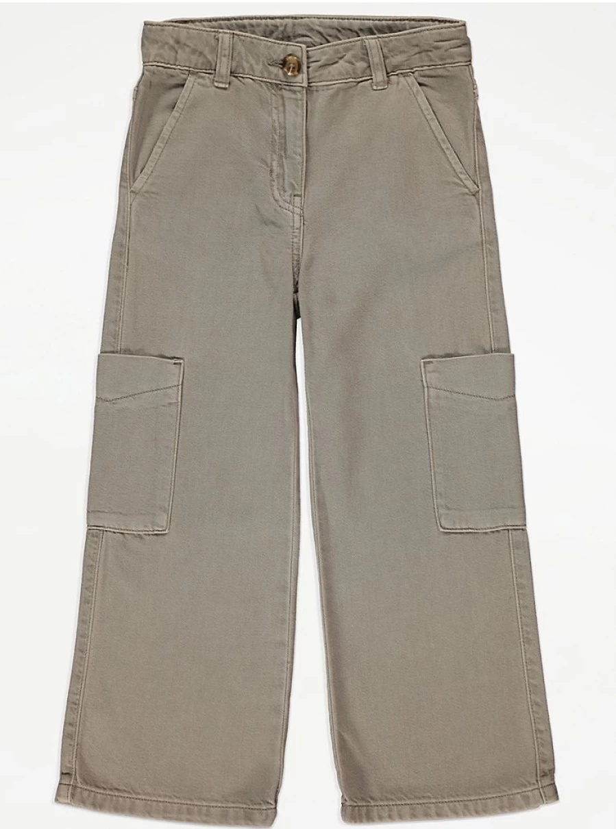 George at Asda Kids Green Cargo Twill Pants - Durable & Comfortable Children's Trousers
