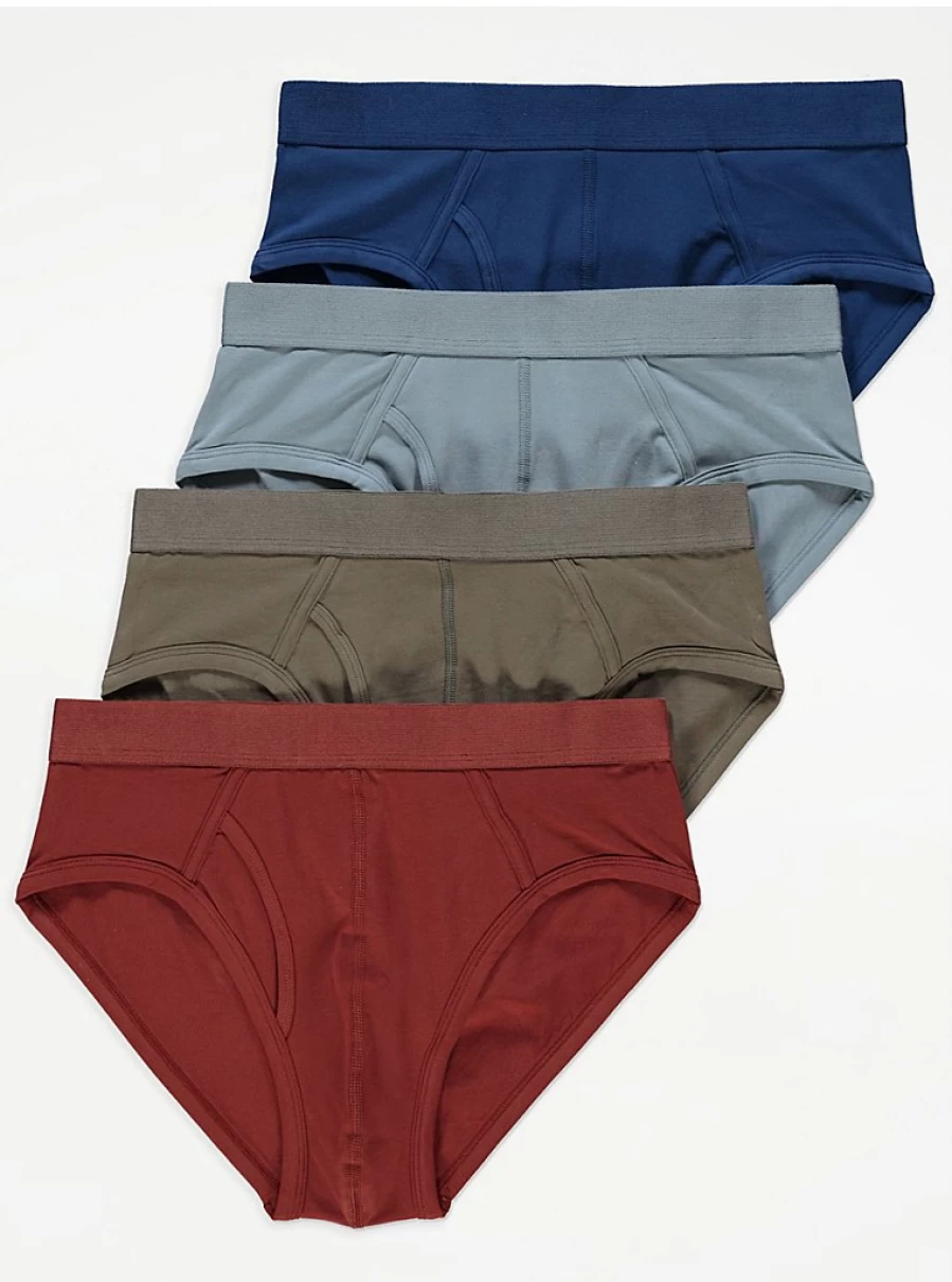"George at Asda Men's Plain Briefs 4-Pack | Comfortable Cotton Underwear"